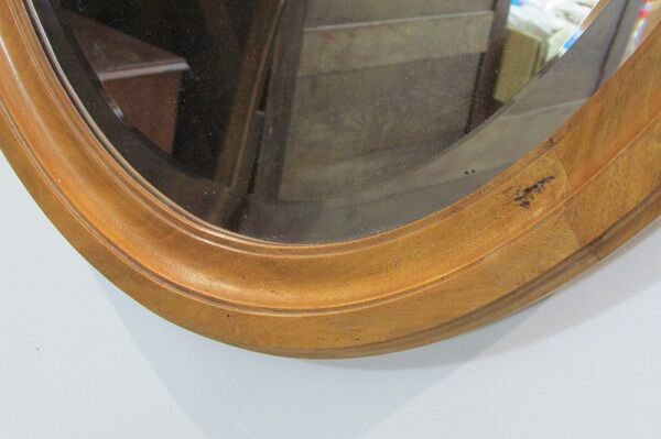 Oval mirror in blond Walnut former 58x92cm