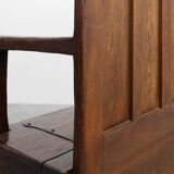 Rustic solid oak carved bench with storage compartment, France 19th century