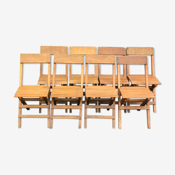 Set of vintage wooden folding chairs