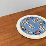 Mid-century German ceramic cake plate with floral patterns by Limburg, 1960s.