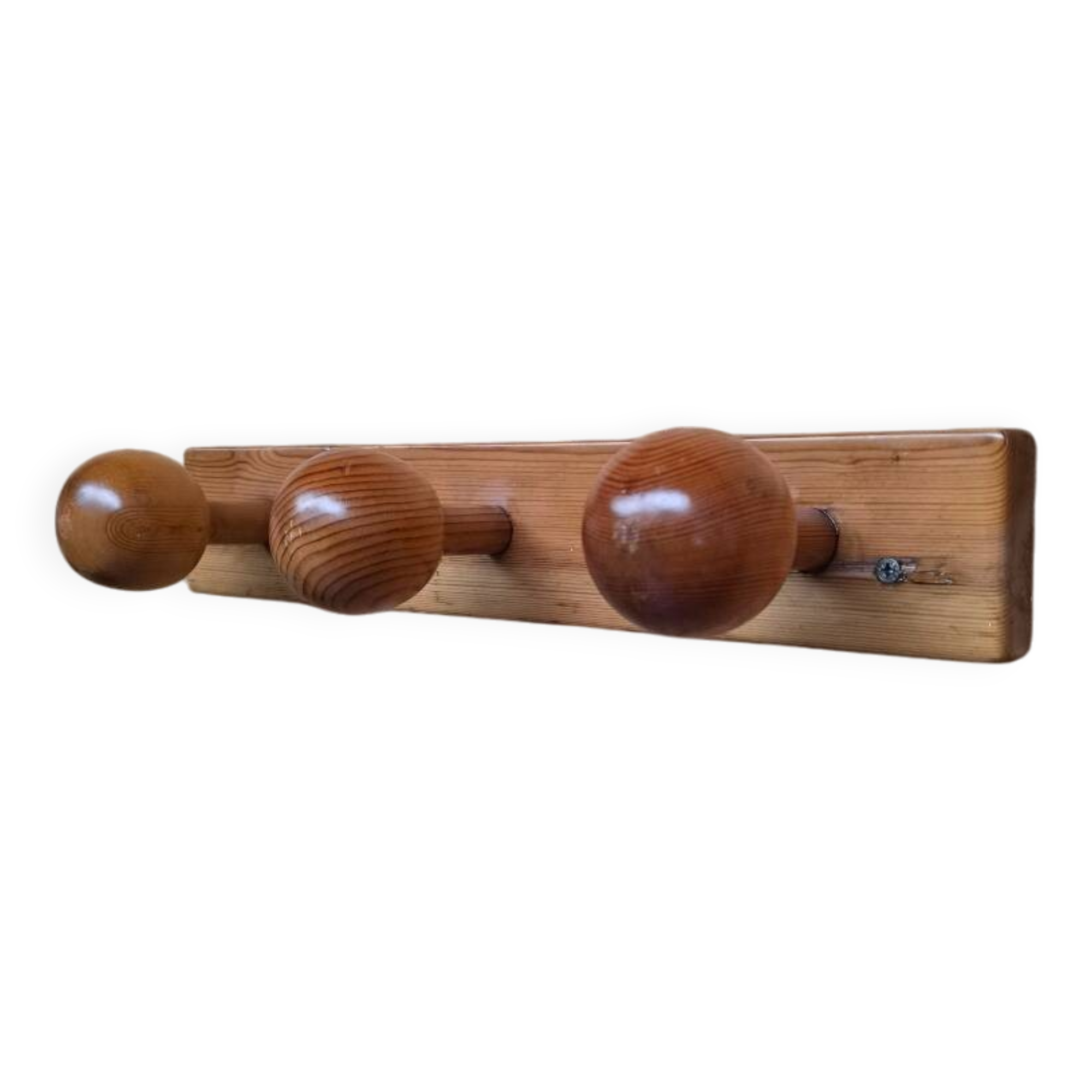 Swedish pine wall coat rack 1970