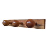 Swedish pine wall coat rack 1970