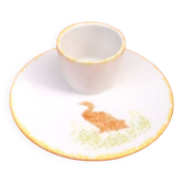 Egg cup, earthenware saucer