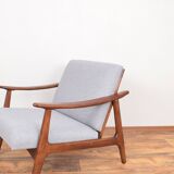 Mid-Century Pair of Polish Armchairs and Walnut Cabinet, 1960s, Set of 3.