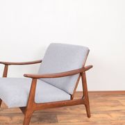 Mid-Century Pair of Polish Armchairs and Walnut Cabinet, 1960s, Set of 3.