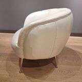 2 white leather armchairs, 1980s