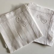 Pair of pillowcases embroidered linen old