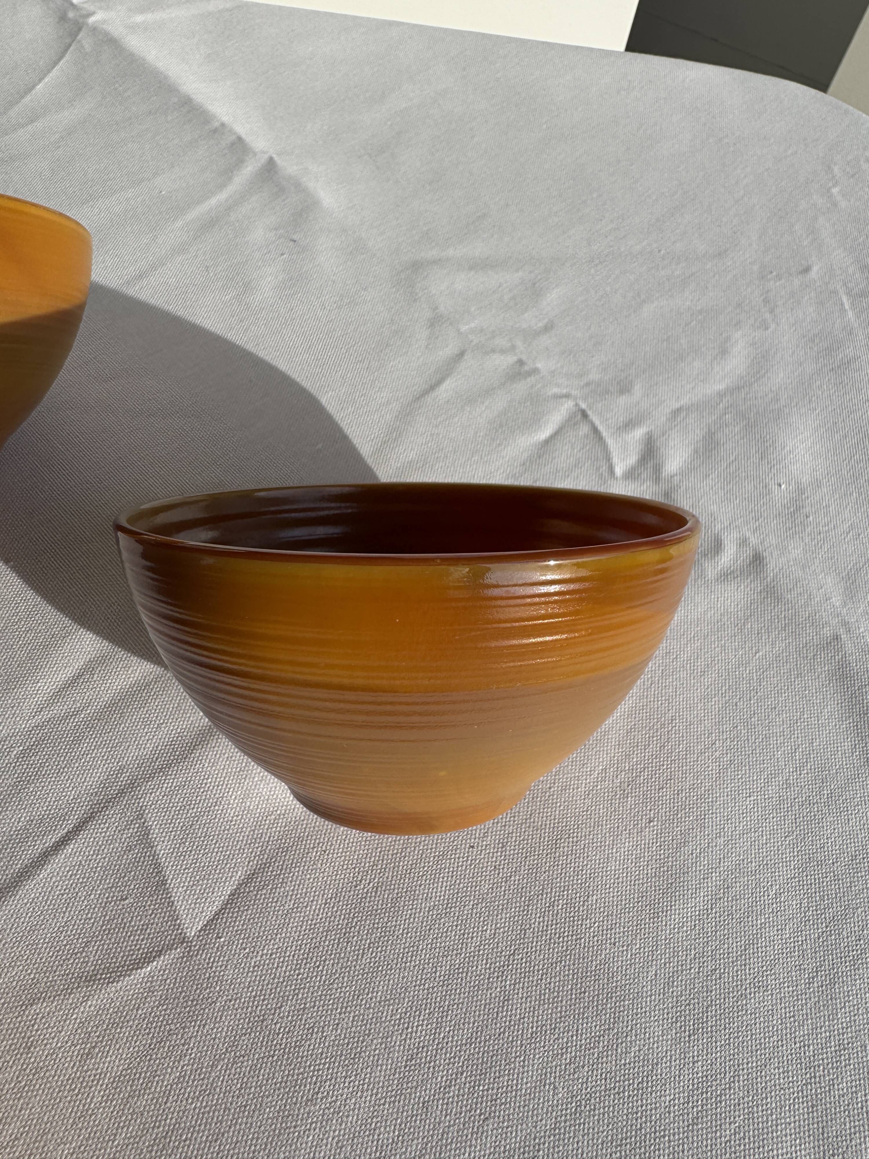 Lot de 4 petits bols marrons en verre H12 D13