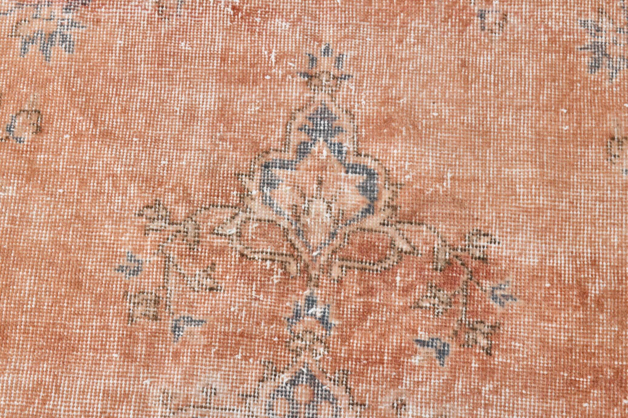 5'0 x 8'7 Ft Terracotta & Faded Blue Floral Vintage Persian Rug, 153x261 Cm