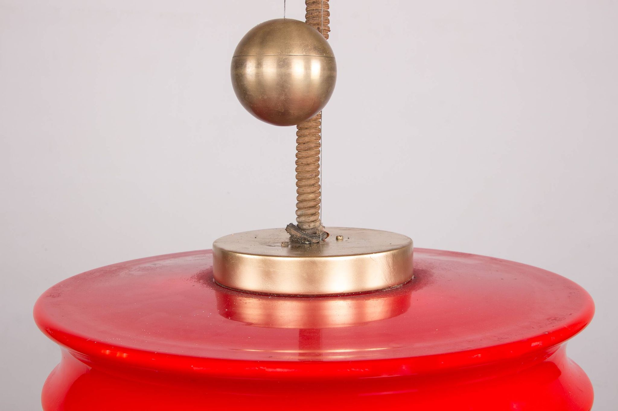 Large pendant light, adjustable in height, in glass and brass, Orion model by Schwarz and Staff Leucht