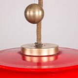 Large pendant light, adjustable in height, in glass and brass, Orion model by Schwarz and Staff Leucht