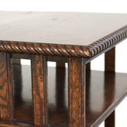 Large antique English oak book carousel from the 19th century