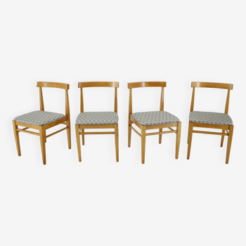 Ensemble de quatre chaises de salle à manger minimalistes des années 1960, Tchécoslovaquie