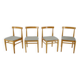 Ensemble de quatre chaises de salle à manger minimalistes des années 1960, Tchécoslovaquie