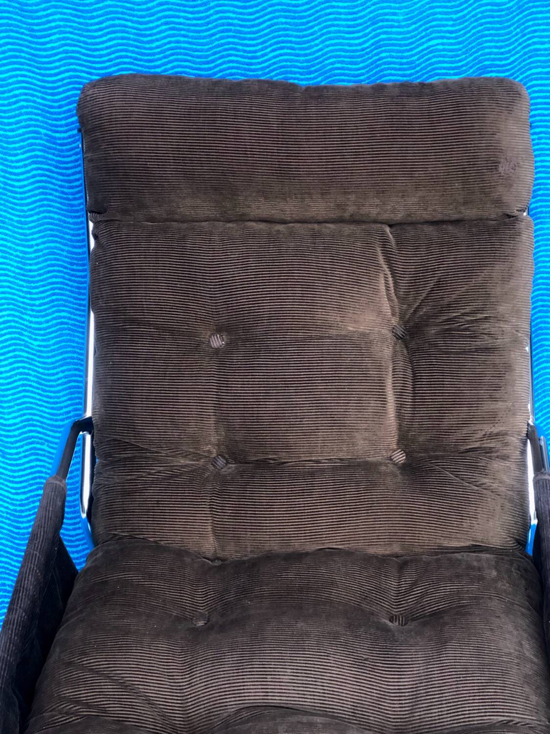 VELVET BROWN CHROME ARMCHAIR 1970 IKEA VINTAGE