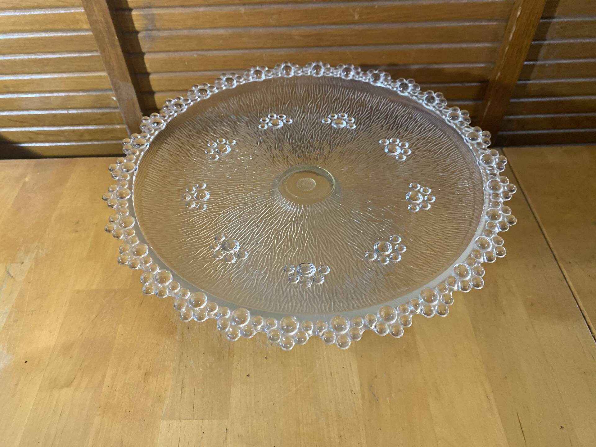 Masserini barocco cake dish cut glass moulded bead row vintage