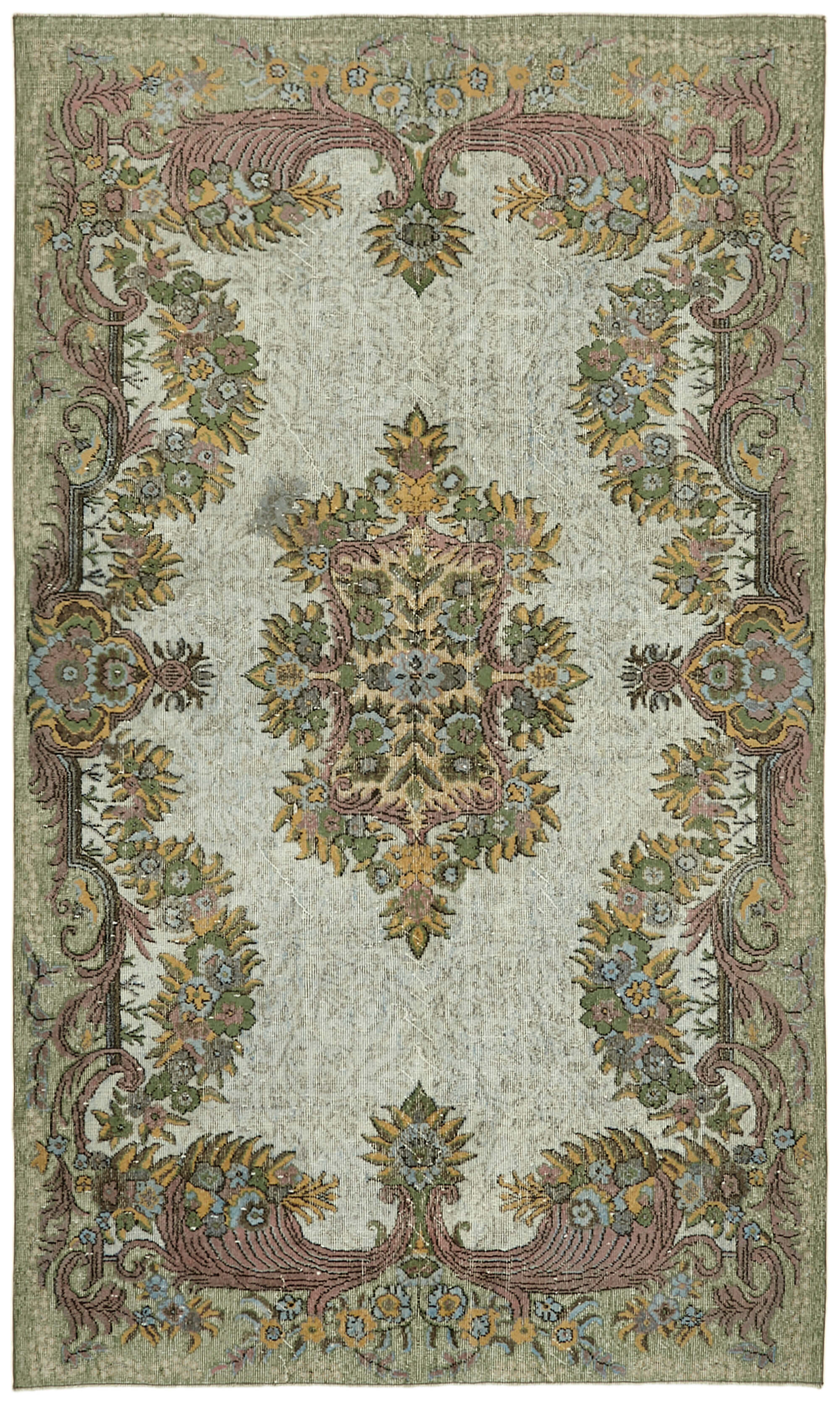 Hand-Knotted Carved Turkish 1970s 183 cm x 302 cm