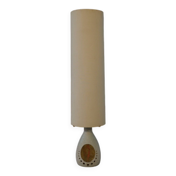 Accolay style lamp with tall beige shade, 1960s