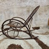 Rocking-chair en bambou rotin 1970 vintage