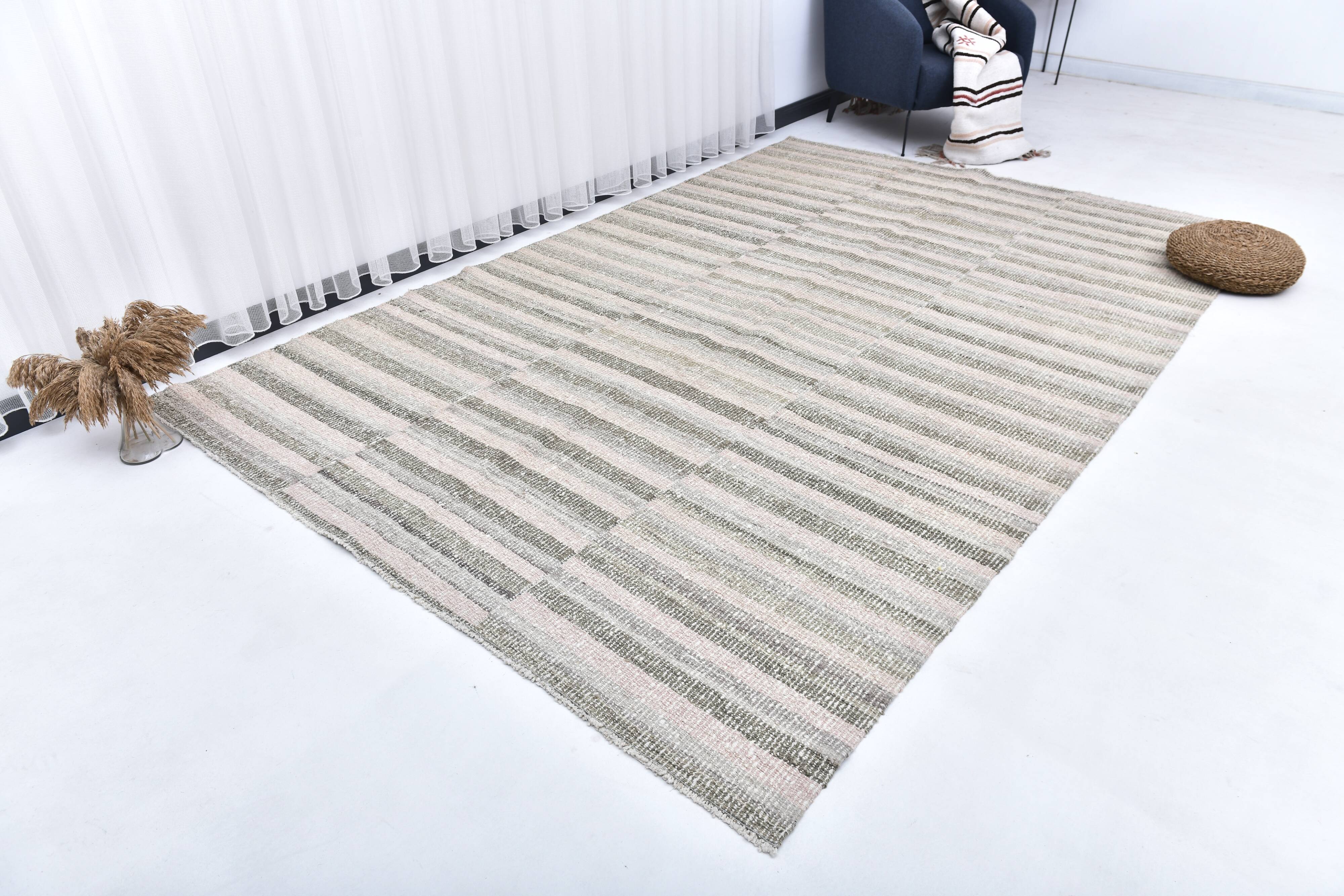 Pastel pink kilim rug, 325x217 cm wool kilim rug, large kilim carpet