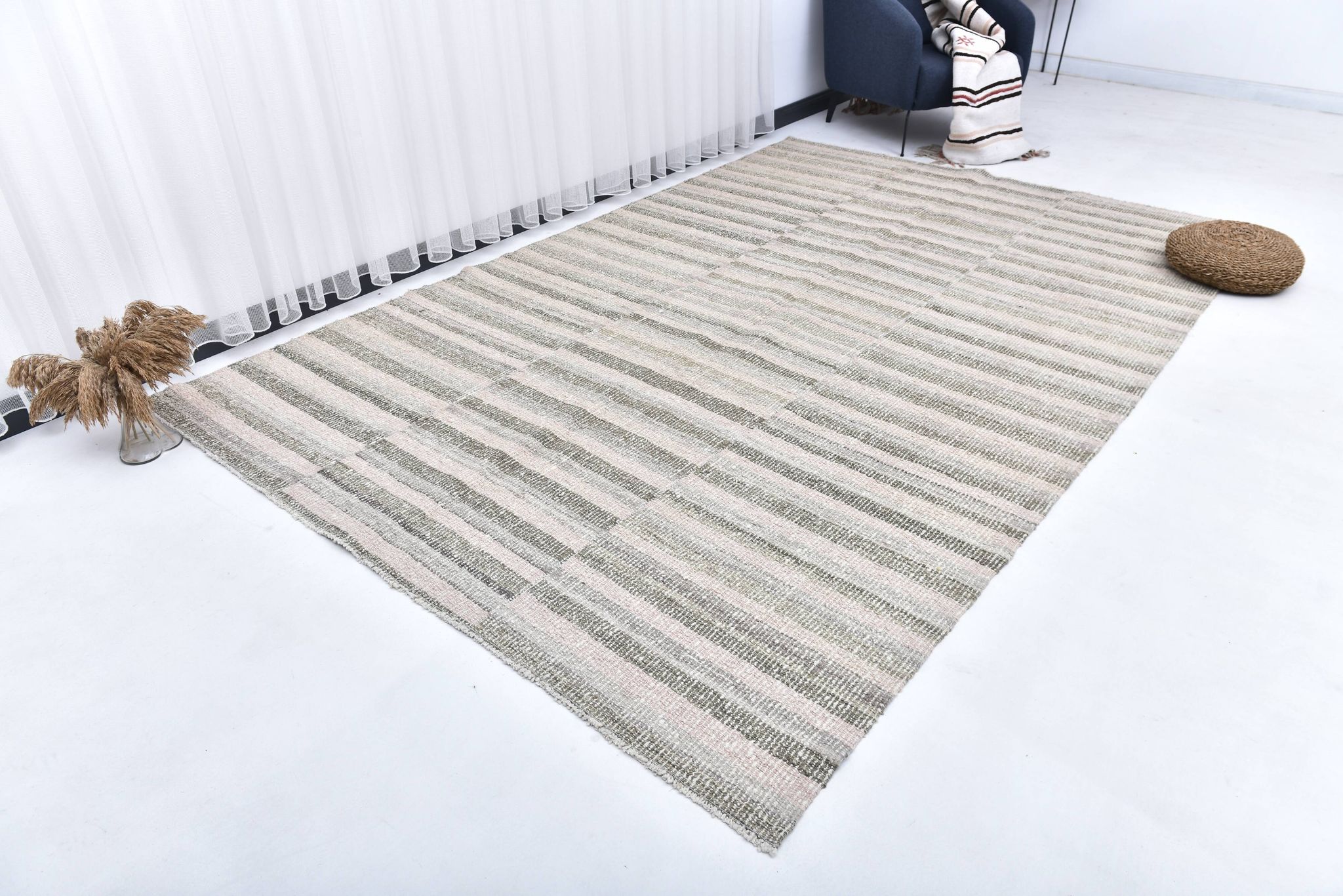 Pastel pink kilim rug, 325x217 cm wool kilim rug, large kilim carpet