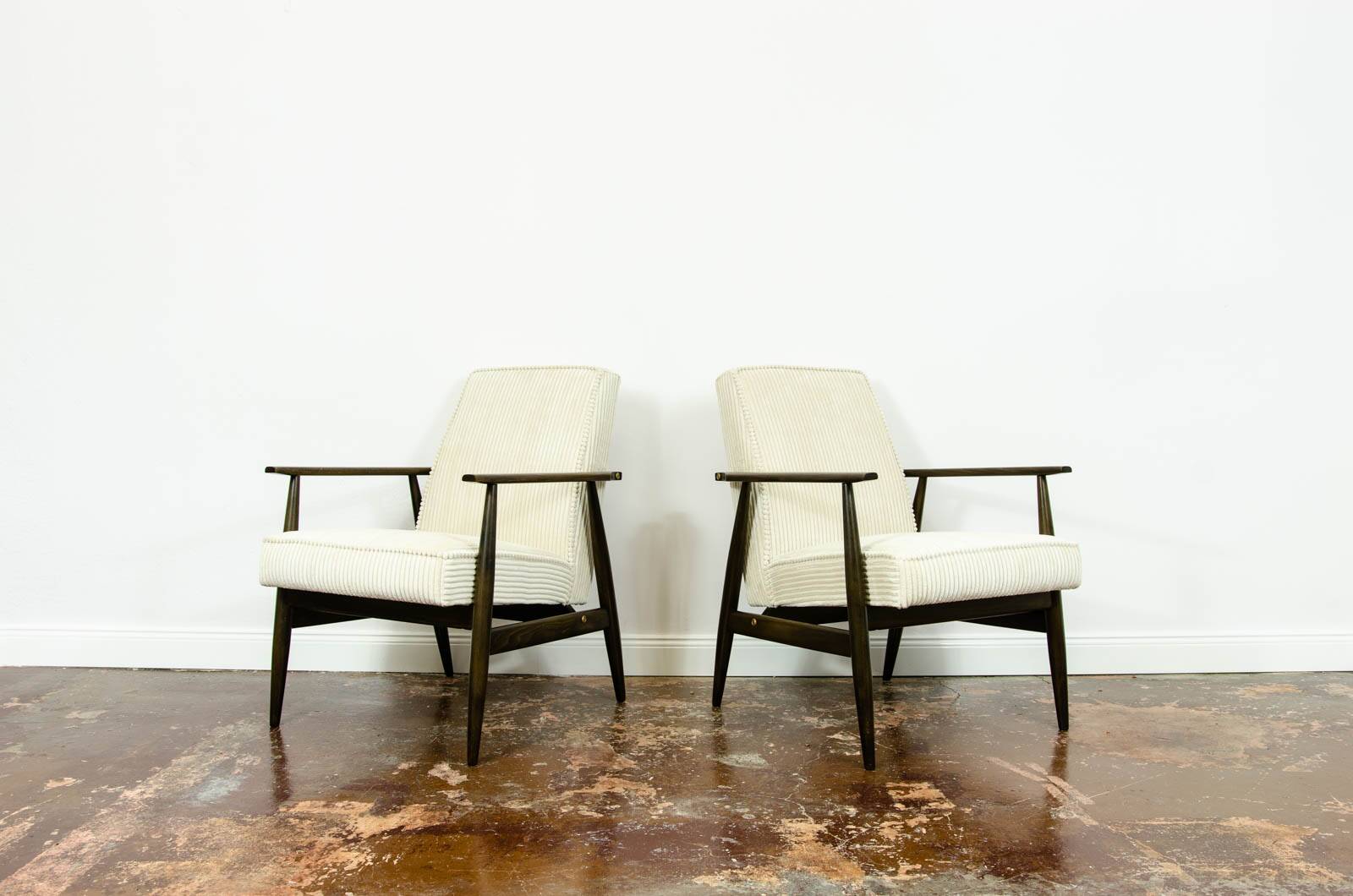 Type 300 190 Armchairs in Corduroy by H. Lis, 1960s, Set of 2