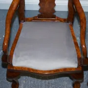 Art Deco Queen Anne Style Armchairs in Walnut Burl, 1920s, Set of 2
