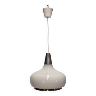 Space Age drop pendant light in white opaline, 1960s-70s