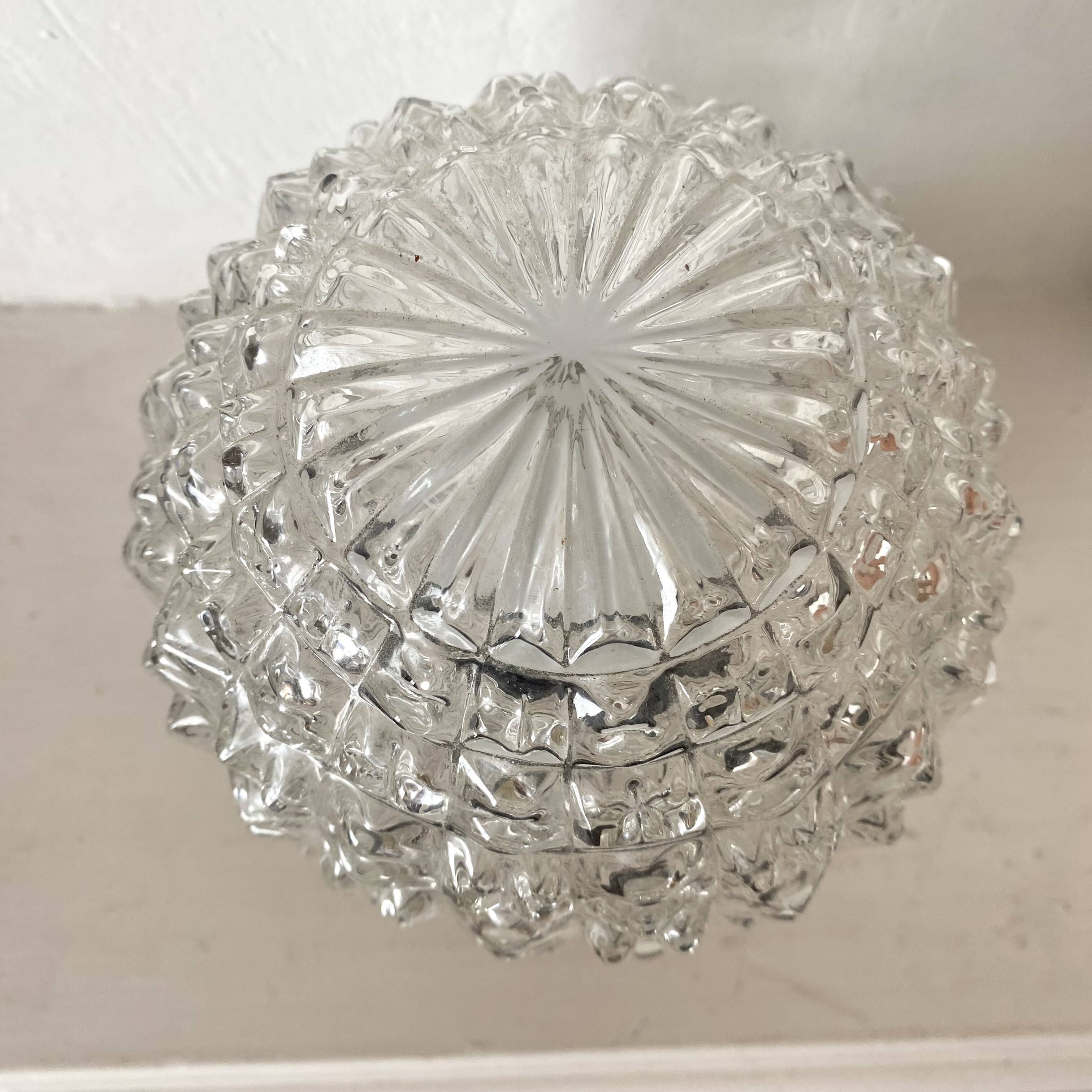 Vintage ceiling light, molded glass ball, 60s-70s