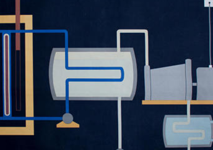 Displays "Nuclear power plant" published by Volk und Wissen Berlin 1954