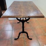 Old bistro table with oak top