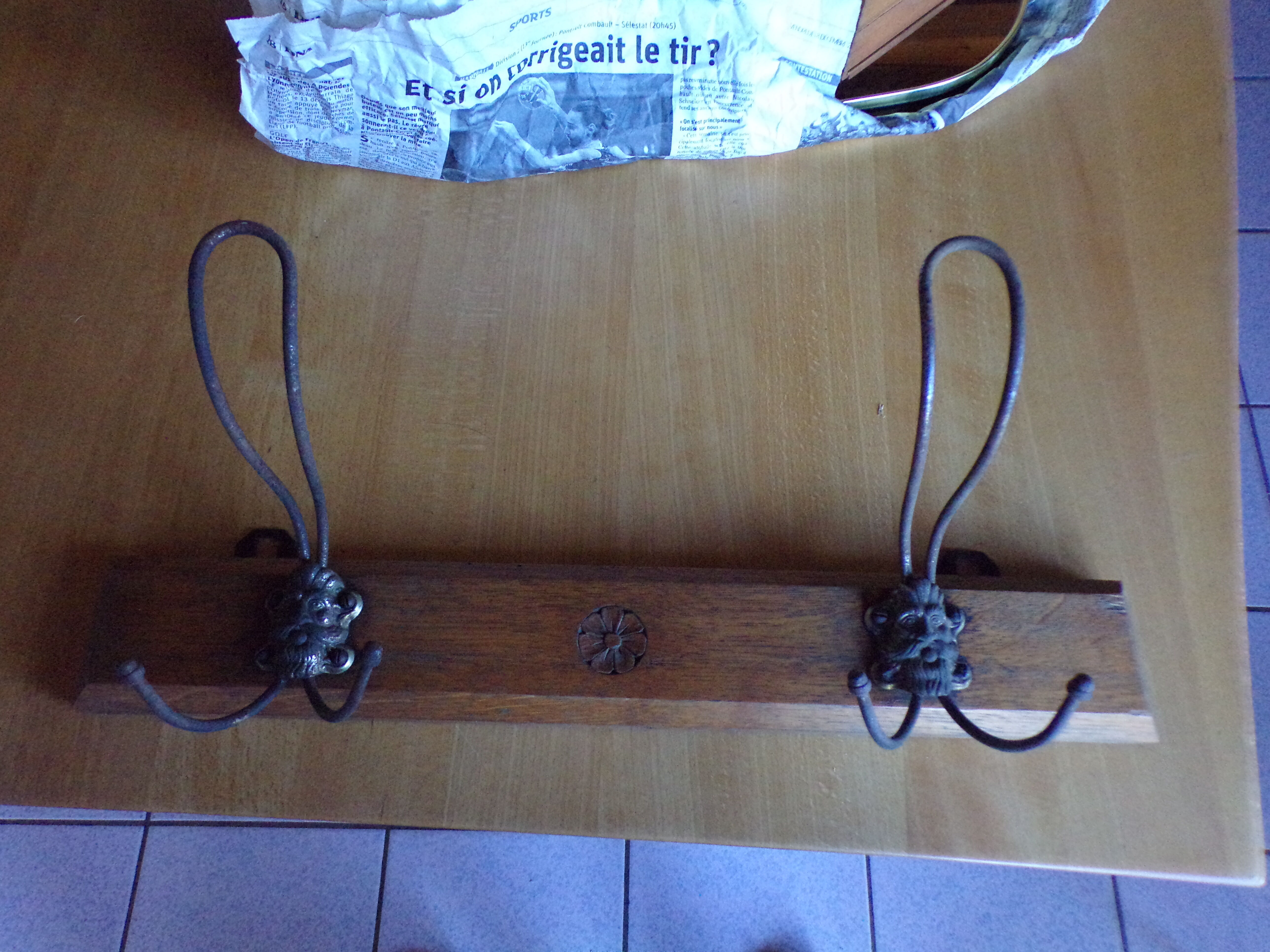 Wooden wall coat rack