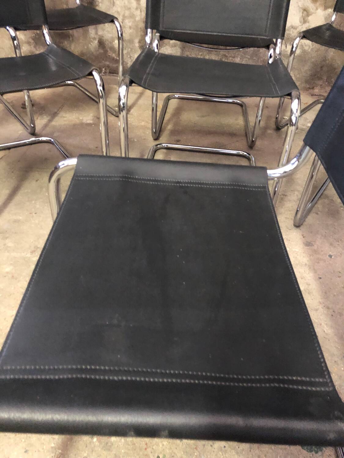 Ensemble de 7 Chaises S33 Mart Stam Circa 1980
