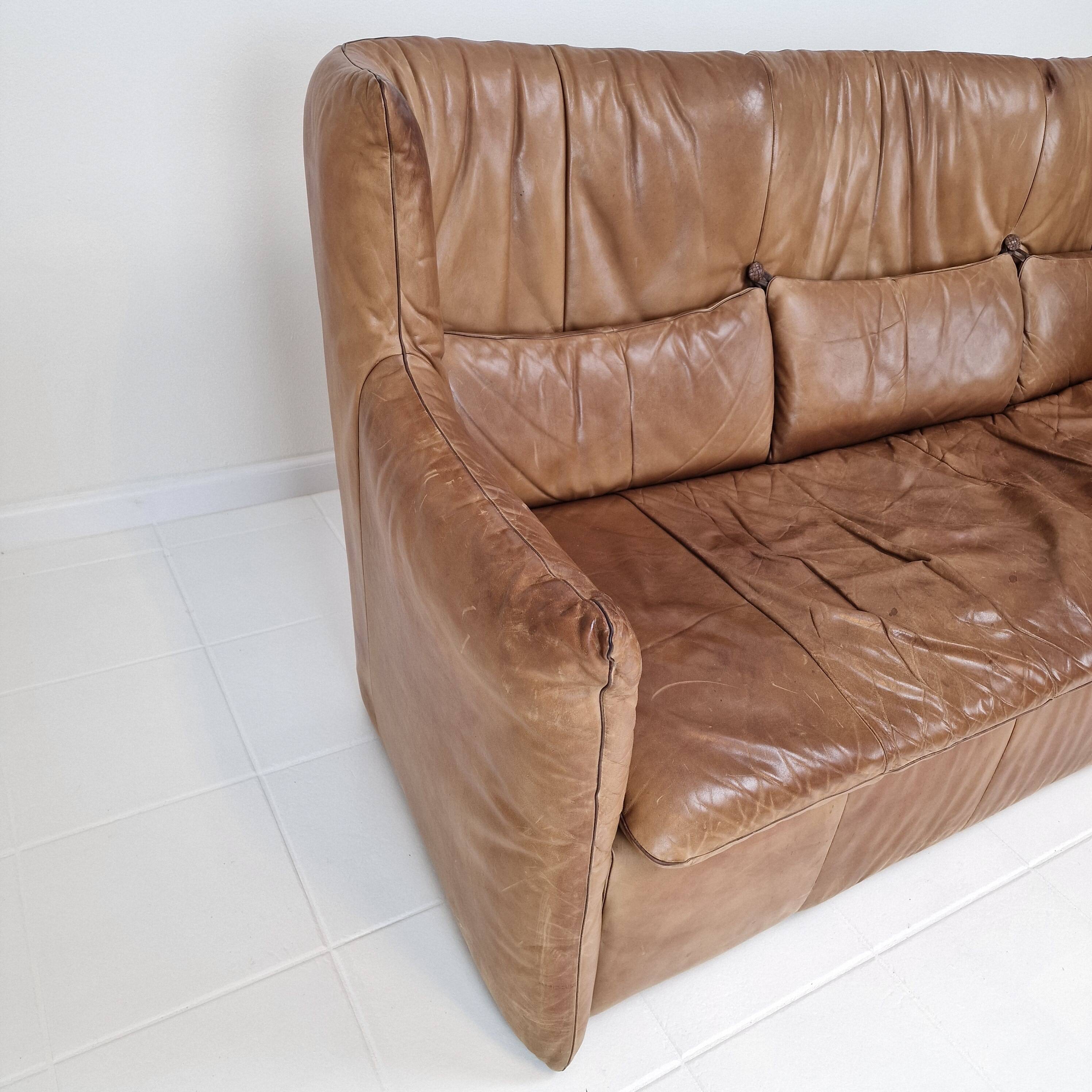 High Back Sofa By Gerard van den Berg for Montis in Cognac Leather, 1980's