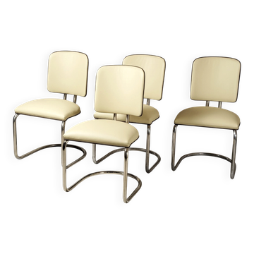 4 fauteuils en cuir Bauhaus attribués à Thonet, Autriche, années 1920