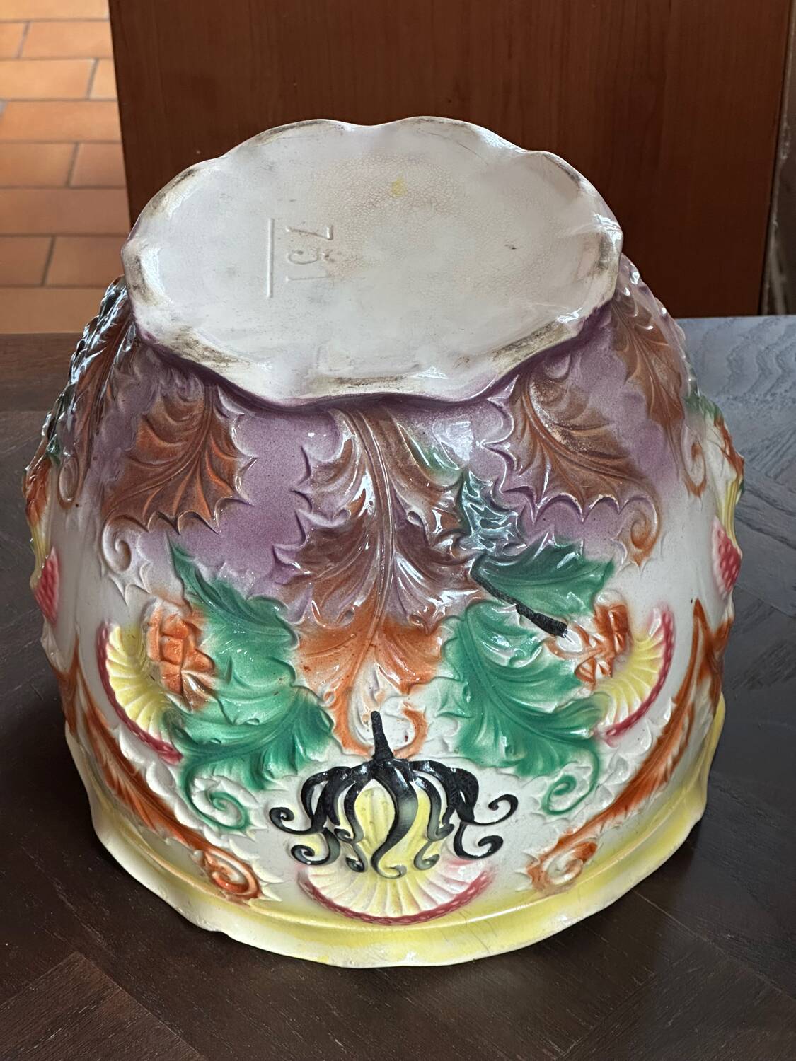 Earthenware cache-pot from the early 20th century.