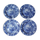 Set of 4 cobalt blue English dessert plates