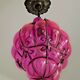 Beautiful Shaded Deep Pink  Murano Blown Glass Wrought Iron Ceiling Light
