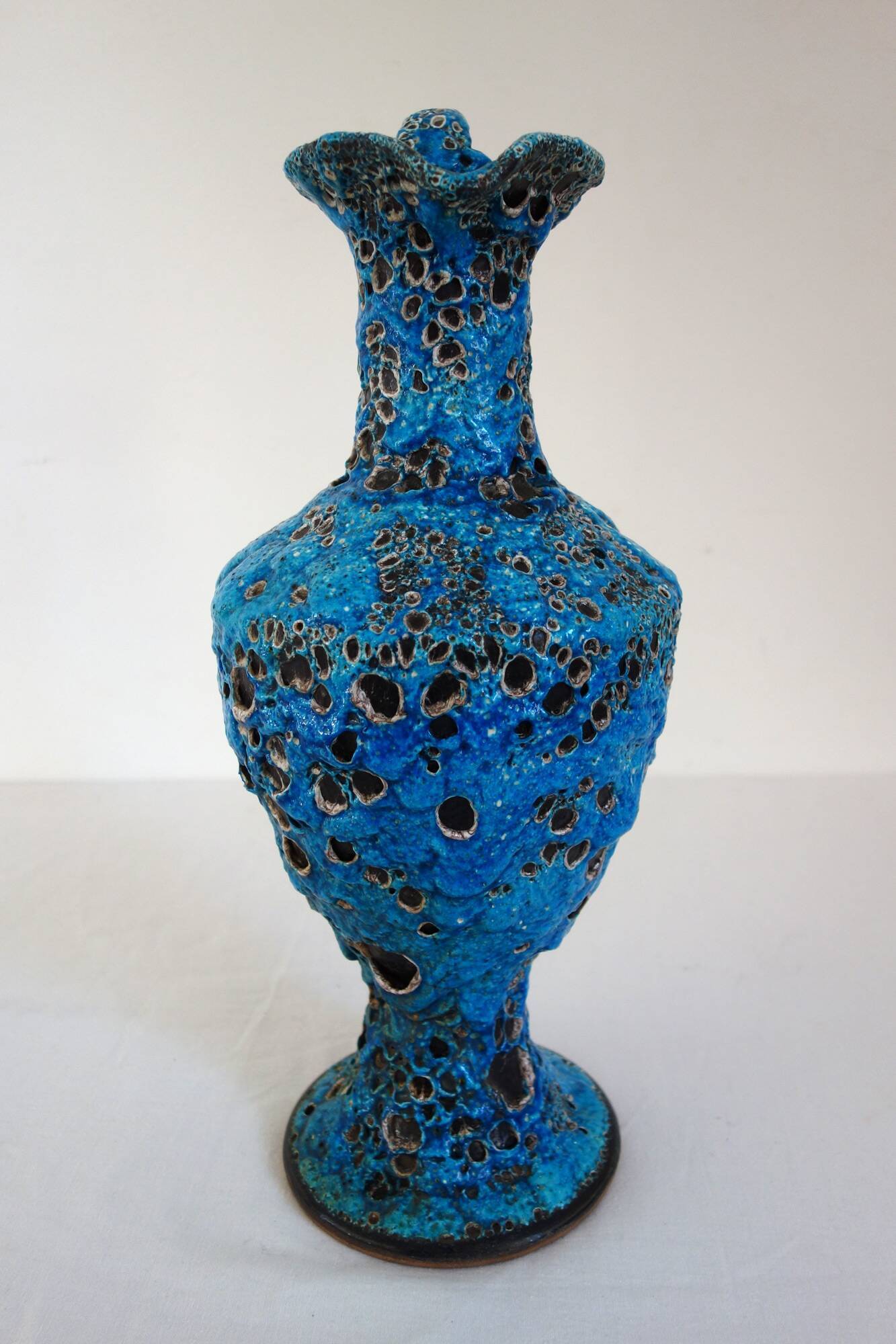 Large Fat Lava enamel vase by Charles Cart, Sea Foam, 1960