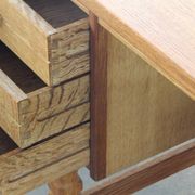 Vintage Mid-Century Oak Desk with 6 Drawers, Open Back, Kjærnulf Style