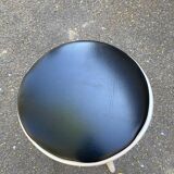 Round stool in white bentwood and black leather