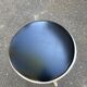 Tabouret rond en bois courbé blanc et cuir noir
