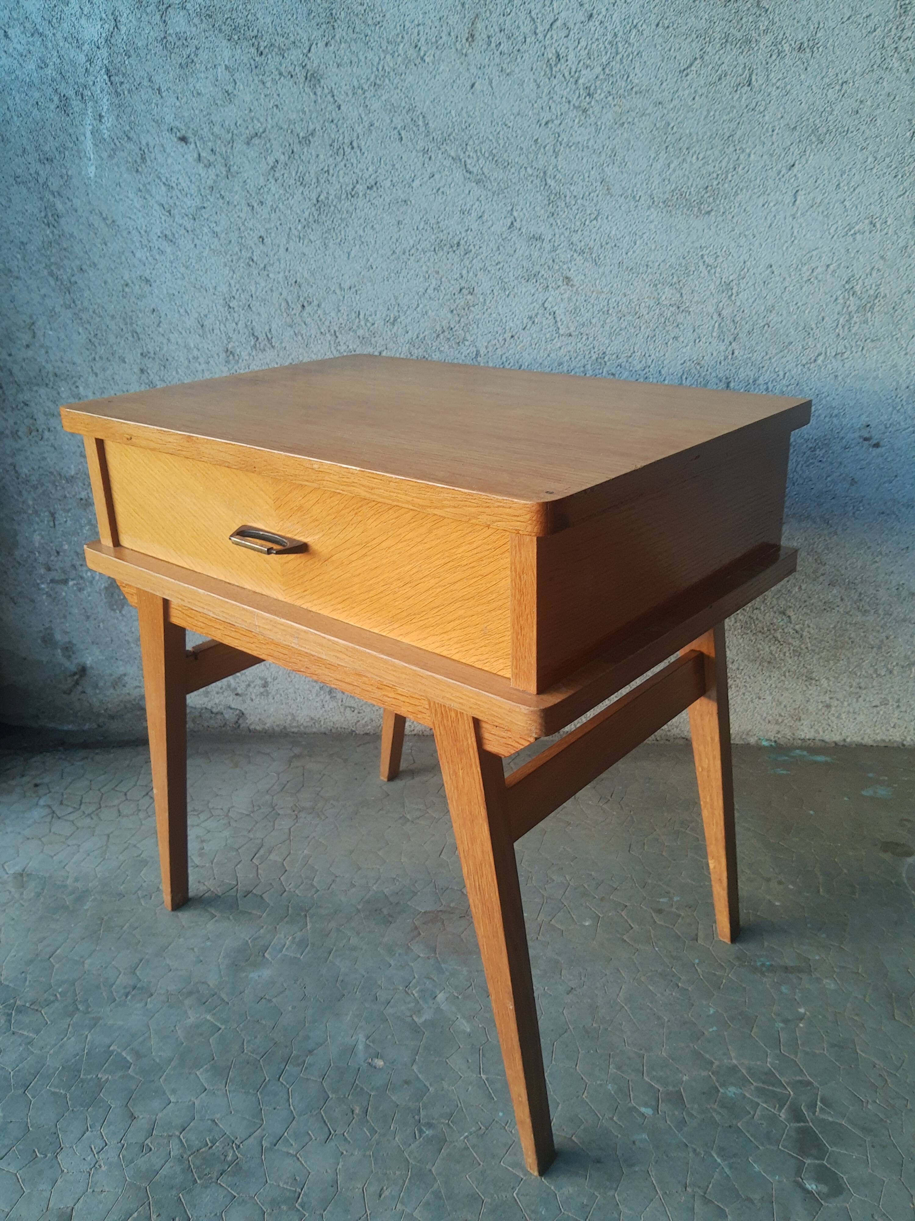 Vintage wooden compass foot bedside table