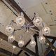 Large ceiling light/chandelier in chrome metal and blown bubble glass, 1970s.