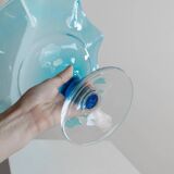 Blue Murano Glass Footed Dessert Bowl, Italy 1980s - Vintage Verre-et-Cristal Art