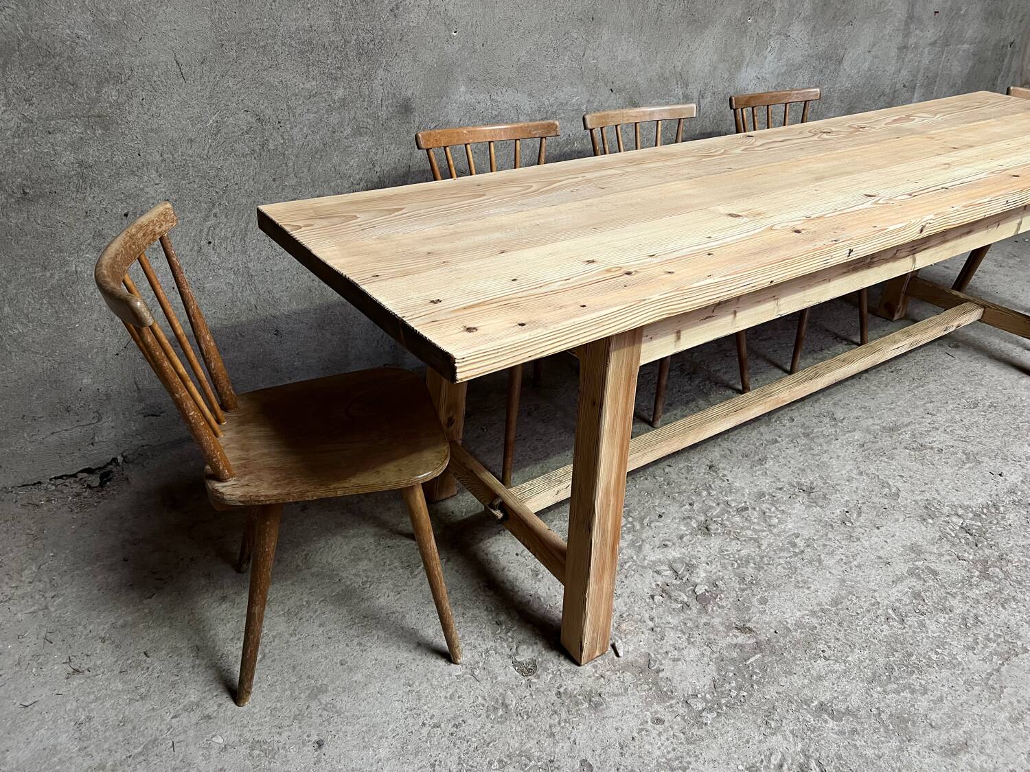 Old fir farm table 1930-1950 vintage country table