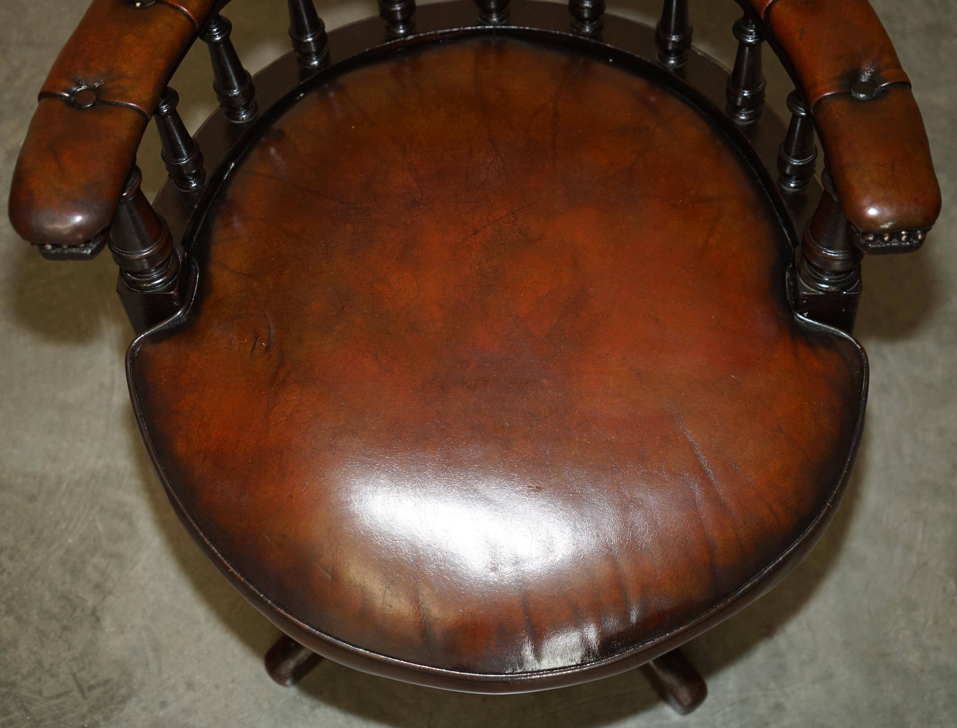 Victorian Captain Chesterfield Armchair in Restored Leather