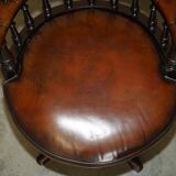 Victorian Captain Chesterfield Armchair in Restored Leather