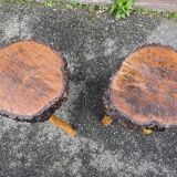 pair of rustic tripod farm stools 1950 brutalist wooden vintage French stool