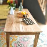 Farmhouse table in natural raw solid oak